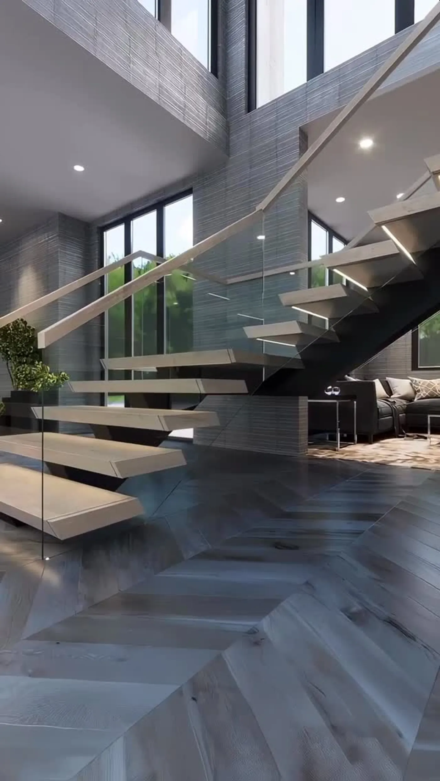 Exterior floating entryway stair installed on a Toronto home