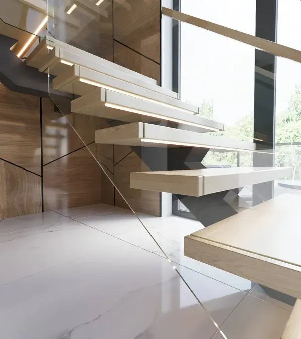 Glass tread cantilevered stair installation in Toronto