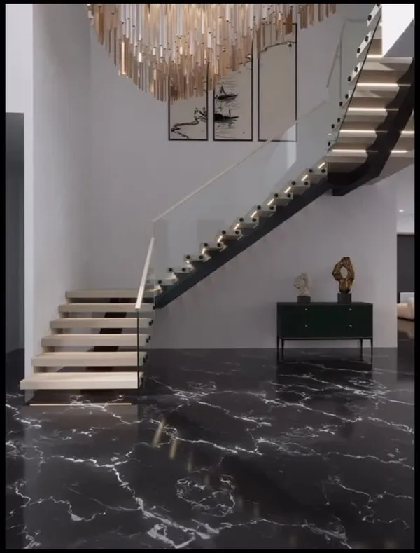 Completed custom floating staircase in a Toronto home