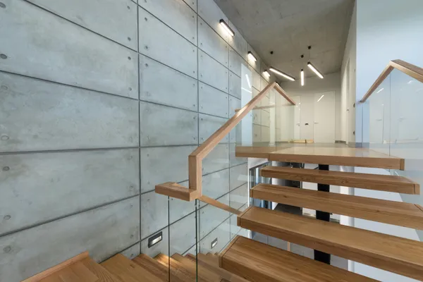 Steel floating stair installation in progress in Toronto
